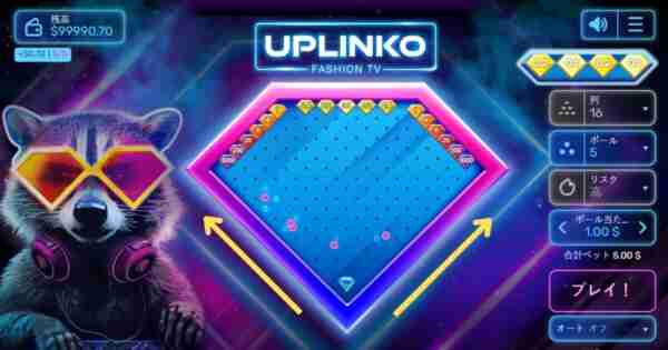 スキルゲーム「アップリンコバイファッション TV (Uplinko by Fashion TV) 」のゲーム画面