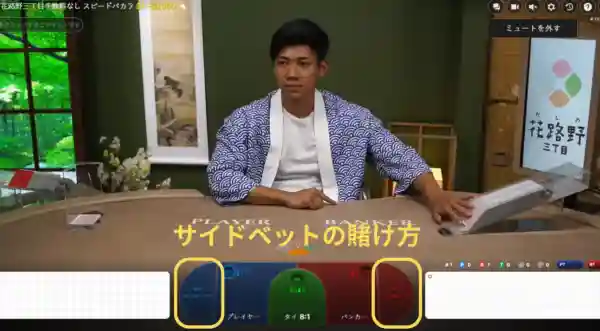 花路野三丁目ノーコミッションスピードバカラ (Casino Sanchome No Commission Speed Baccarat) サイドベットの賭け方