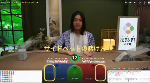 CasinosanchomeSpeedBaccarat (花路野三丁目スピードバカラ)サイドベットの賭け方